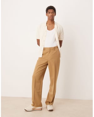 ASOS DESIGN smart wide leg trousers with carpenter pocket in camel