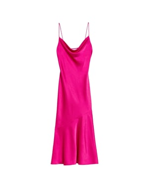 Ted Baker Tunca Satijnen Avondjurk Met Colkraag In Roze, Midi-lengte
