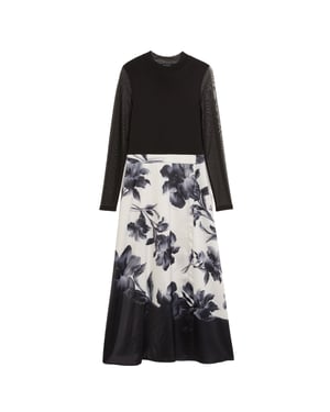 Ted Baker Wmd Selnaa Mesh Top Bedrukte Rok Midi Jurk