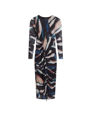Ted Baker Ellylou Bodycon Jurk Met Print En Mesh En Plooien, Zwart