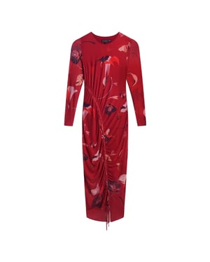 Ted Baker Jazzy Bodycon Mesh Gathered Red Midi Dress