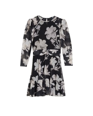 Ted Baker Carmel Mini-jurk Met Geplooide Schouders En Mesh In Zwart