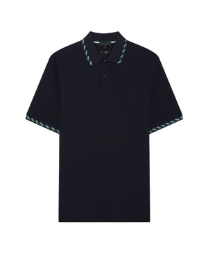 Ted Baker Ss House Check Jacquard Navy Polo Shirt