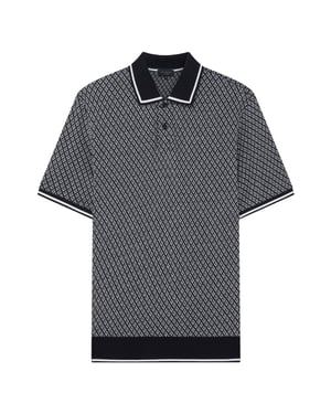 Ted Baker Ss Regular Geo Textured Navy Polo Shirt