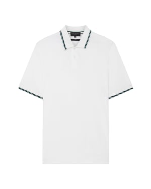Ted Baker Ss House Check Jacquard White Polo Shirt