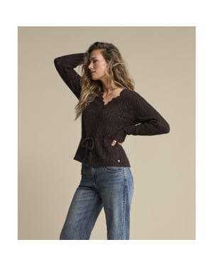 Red Button Cardigan ajour sparkle