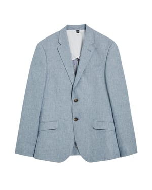 Ted Baker Damaskj Slim Cotton Linen Blue Blazer Jacket