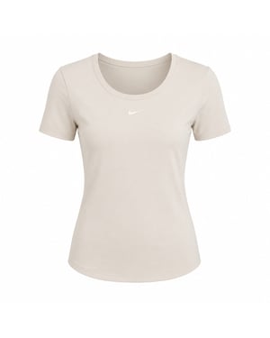Nike Damestop Met Strakke Ronde Rug En Miniribbels In De Kleur Licht Orewood Bruin