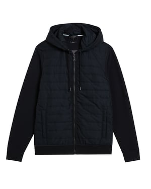Ted Baker Adburys Regular Black Quilted Zip Hoodie