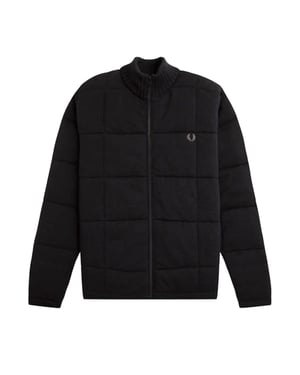 Fred Perry Gewatteerde Gebreide Zwarte Jas