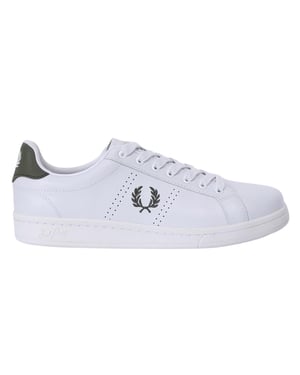 Fred Perry B721 Witte Lw Groene Leren Sneakers