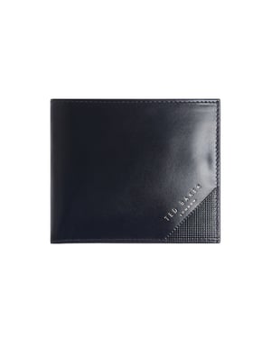 Ted Baker Prugs Embossed Corner Navy Leather Bifold