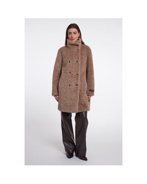 Rino & Pelle mid long teddy double brested coat ena.7002612 11100 mocha latte