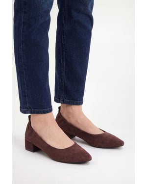 Layla Faux Suede Elasticated Back Low Block Heel Ballet Pumps