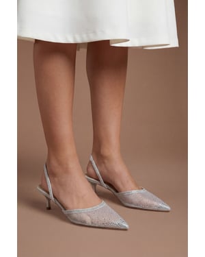 Trinity Embellished Slingback Kitten Heel Court Shoes