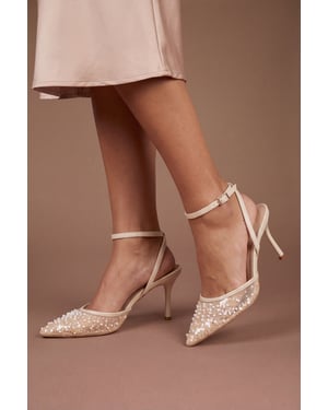 Maria Faux Leather Sequin Embellished Stiletto Court Shoes
