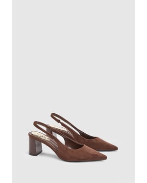 Abigail Faux Suede Slingback Block Heel Court Shoes