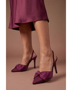 Jasmin Satin Slingback High Stiletto Heel Bow Detail Court Shoe