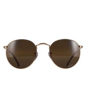 Ray-Ban Round Unisex Gold Silver Brown Polarized Chromance Round Metal RB3447