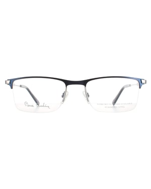 Pierre Cardin Half Rimless Mens Matte Blue Ruthenium Glasses