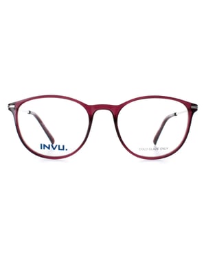 INVU Round Womens Transparent Burgundy Casis Silver B4116