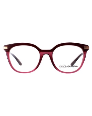 Dolce & Gabbana Round Womens Bordeaux Transparent Bordeaux Pink Gold Glasses