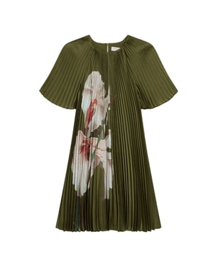 Ted Baker Vinlaa Mini-jurk Met Korte Mouwen En Plooien, Groen