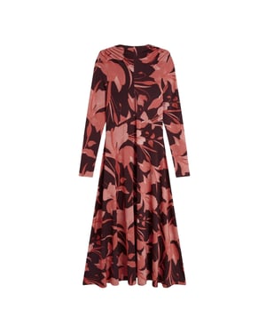 Ted Baker Starlah Slinky Jersey Bedrukte Donkerbruine Midi-jurk