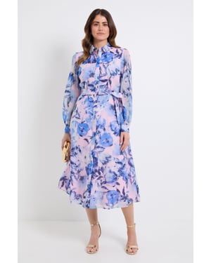Floral Organza Shirt Midi Dress