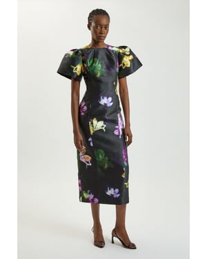 Petite Floral Print Twill Midi Dress