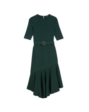 Ted Baker Samalee Gebreide Rok Met Zwierige Rand In Donkergroen, Midi-jurk
