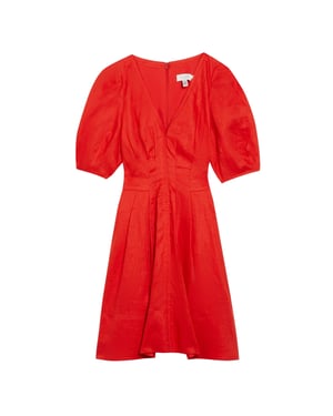 Ted Baker Koyo Linnen Mini-jurk Met Pofmouwen In Rood