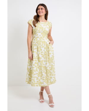Floral Ottoman Fit & Flare Midi Dress