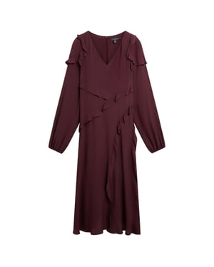 Ted Baker Midi-jurk Met Lange Mouwen En Ruches