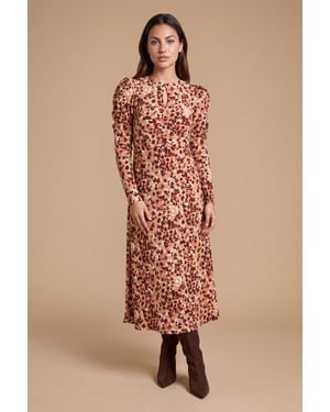 Petite Animal Keyhole Jersey Midi Dress