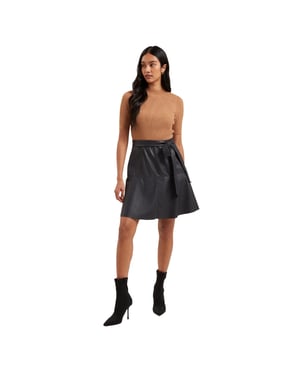 Ted Baker Olivia Gebreide Top Met Rok Van Imitatieleer, Marineblauwe Jurk