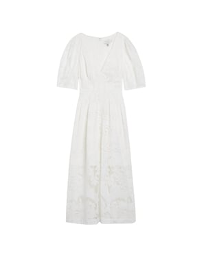 Ted Baker Agnel Kanten Midi-jurk Met Pofmouwen, Wit