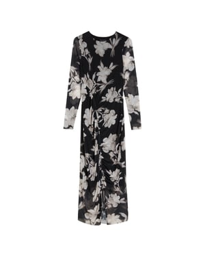 Ted Baker Marliyy Bodycon Jurk Met Print En Mesh En Plooien, Zwart