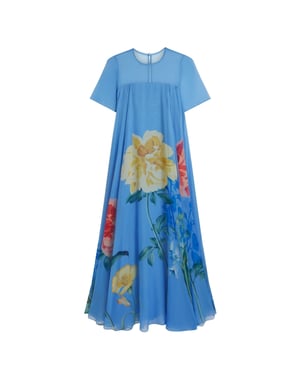 Ted Baker Marie Maxi-jurk Met Korte Mouwen En Volumineus Volume In Blauw