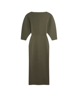 Ted Baker Vanitha Sculptured Rib Knitted Maxi Dress In Donkergroen