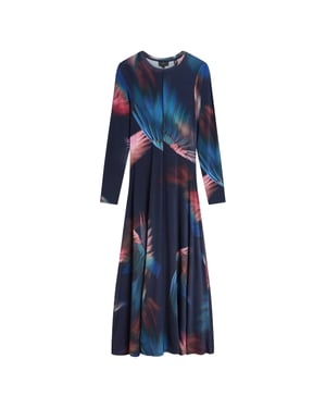 Ted Baker Georii Bedrukte, Soepelvallende Jersey Jurk Met Lange Mouwen In Marineblauw