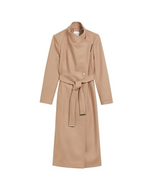 Ted Baker Rosell Long Length Wool Camel Wrap Coat