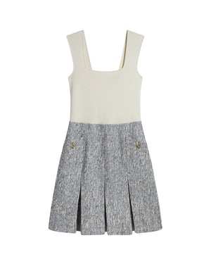 Ted Baker Vulpam Mouwloze Jurk Met Gebreid Bovenstuk En Bouclé In Lichtblauw