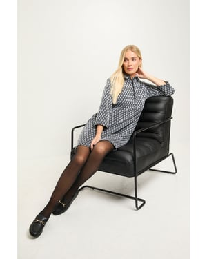 Petite Geo Jacquard Ponte Zip Shift Dress
