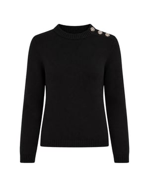 Ted Baker Janha Rose Button Rundringad Långärmad Svart Tröja