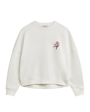 Ted Baker Janettt Embroidered Logo Balloon Sleeve Ivory Jumper
