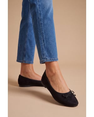 Katerina Bow Detail Faux Suede Ballet Pumps