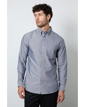 Dark Blue Oxford Long Sleeve Shirt