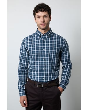 Navy Tartan Check Long Sleeve Shirt