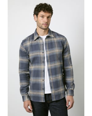Navy Check Long Sleeve Shirt